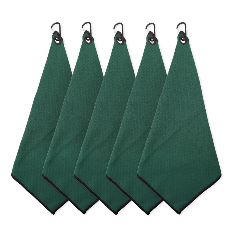 ゴルフタオル 【5枚セット】 タオル スポーツタオル ハンドタオル マイクロファイバー カラビナクリップ付 柔らかい 収納 携帯 ゴルフクラブ ゴルフボール