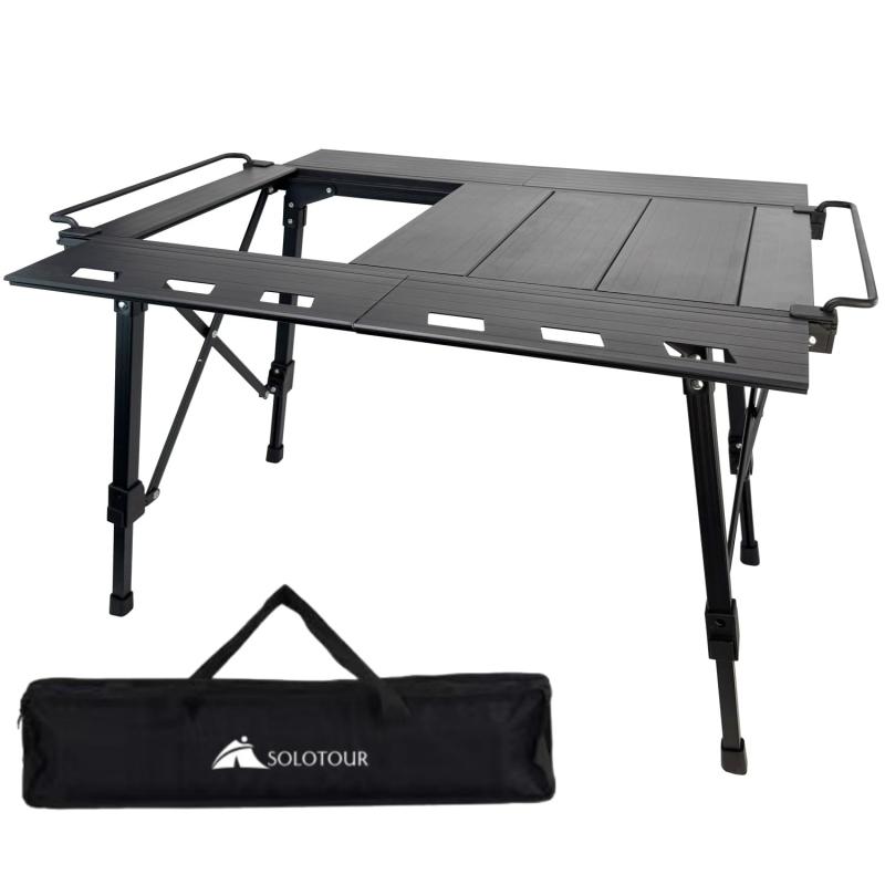 Solotour igtテーブル アウトドア テーブル キャンプ 折り畳み アルミ 調節可能 軽量 頑丈 30kg荷重 便利 バーベキュー ハイキング コンパクト 収納袋付き