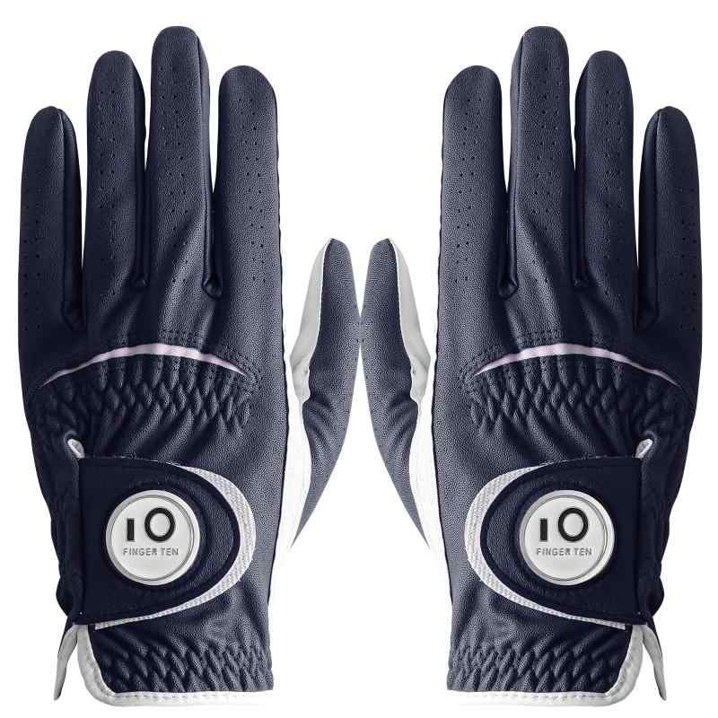 ゴルフグローブ メンズ 2枚セット 天然羊革とマイクロファイバーレザー ソフトな着用感と グリップ力 伸縮 通気 耐摩耗性 雨 汗に強い 全天候モデル ゴルフマーカー付き NAPU-066