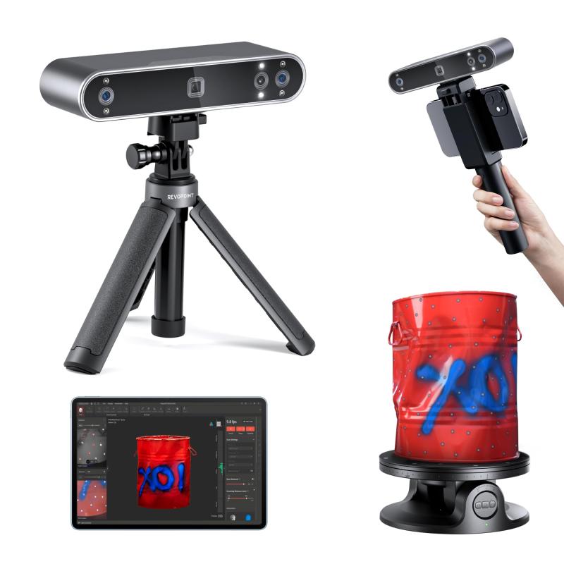 Revopoint POP 3 Plus 3Dスキャナー 0.04mm高精度 18fps高速スキャンスピード 赤外線 カラー/顔スキャン LED補光灯 軽量 ハンドルスキャナ 3Dプリント 3Dデザイン AR/VRコンテンツ製作 Android/iOS/