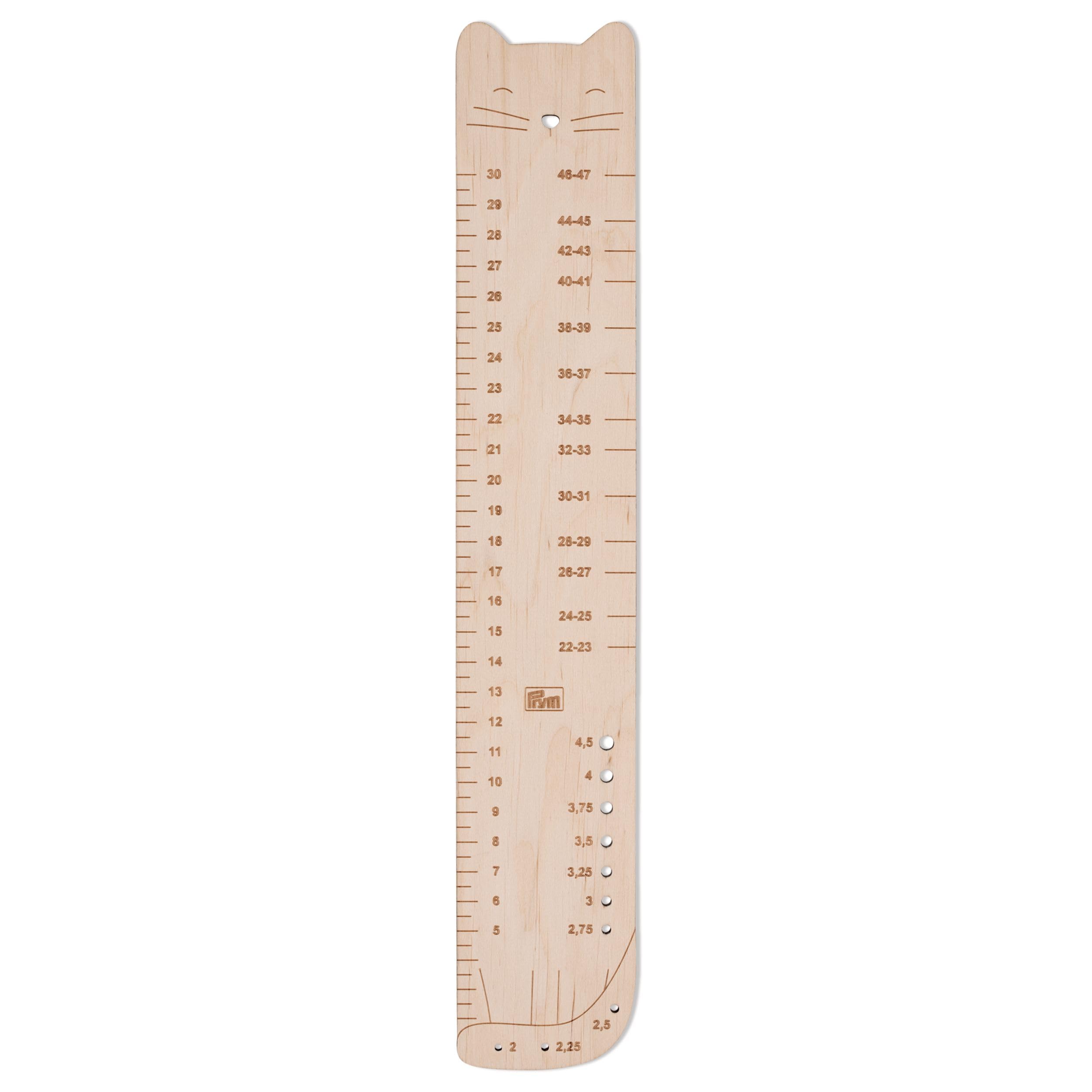 ・サイズ:57×349×3mm ・仕様:センチ表記、ヨーロッパサイズ表記、ピンゲージ2.0~4.0mm表記付き ・材質:木(パーチ材) ・生産国:リトアニア