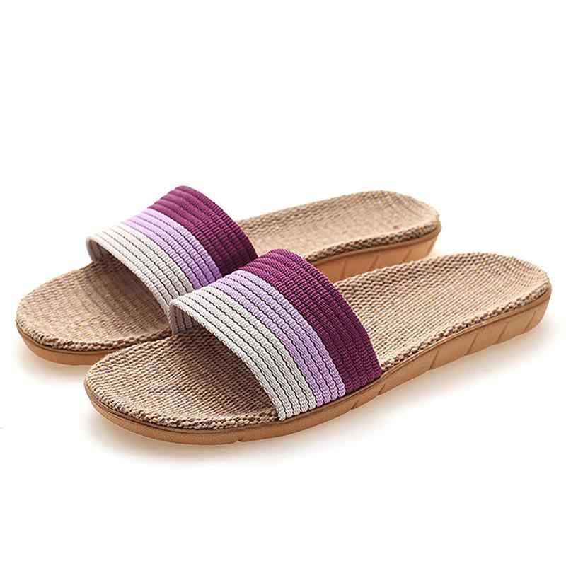 [slefancy] レディース メンズ ルームシューズ 夏春 スリッパ 室内履き 静音で軽量 麻 可愛い 滑り止め 来客用 部屋用 ギフト サンダル シンプル 素足で履く洗濯可