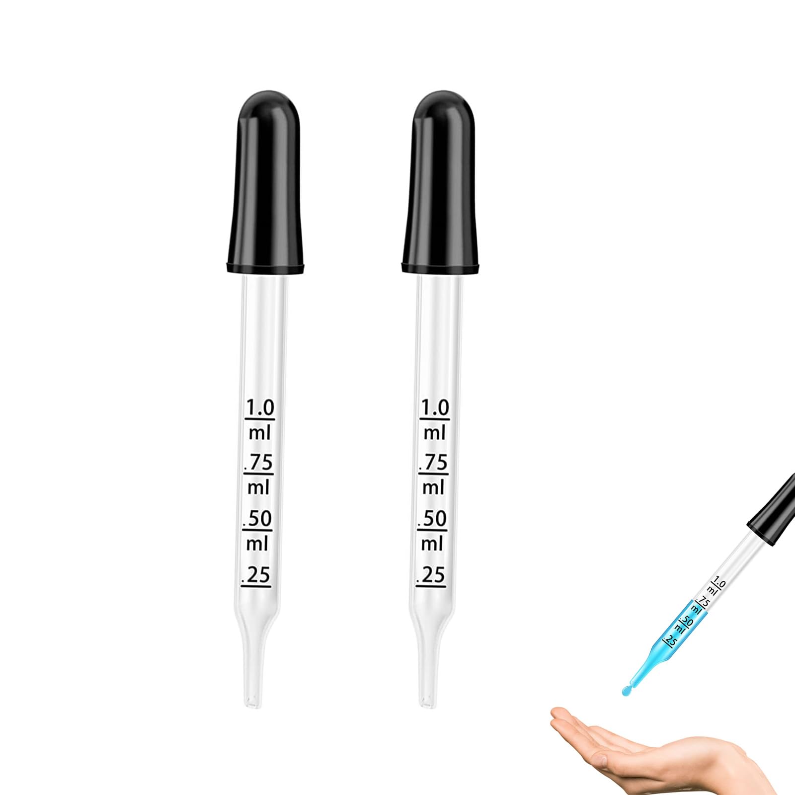 ピペット スポイト 2本入 ガラス製 目盛り付き 1ml 移送用 計量用 液体 抽出 道具 シリカゲル素材 繰り返し使用可能