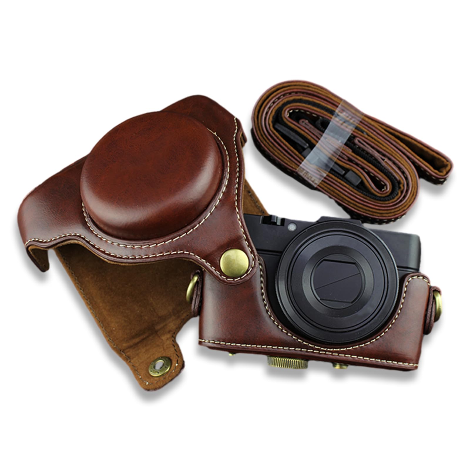 DSC-RX100M2 DSC-RX100M3 DSC-RX100M4 DSC-RX100M5 18-55mm 15-45mmレンズのサイズに合わせて作られた専用のカメラケースです。 レンズやカメラ全体を保護するカメラケースを外すと、そのまま撮影ができるボディケースに! 高級のPUで作られ、結構丈夫なカメラケースで、衝撃から大切なカメラを保護できます。 三脚取付用に、カメラケースの底に三脚ねじ穴があります。 ストラップ付きですので、斜め掛けもOK! ご注意: 商品にカメラ本体等は含まれません。br※モニターにより色の見え方が実際の商品と多少異なることがございます。brイメージの違いによる返品、交換は原則できませんので、あらかじめご了承ください。