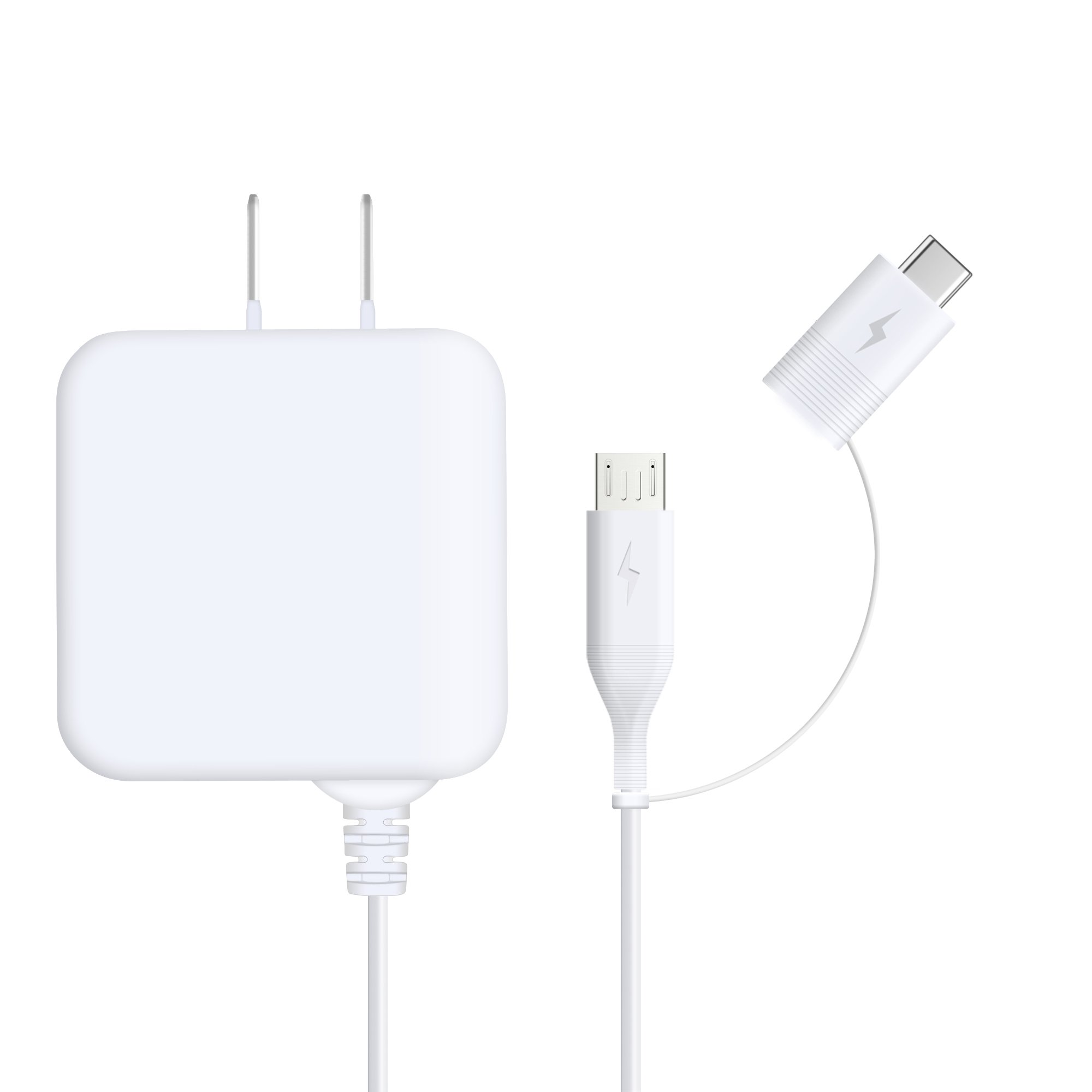 急速充電 2A TYPE-C microUSB 2in1 スクウェア スマホ 充電器