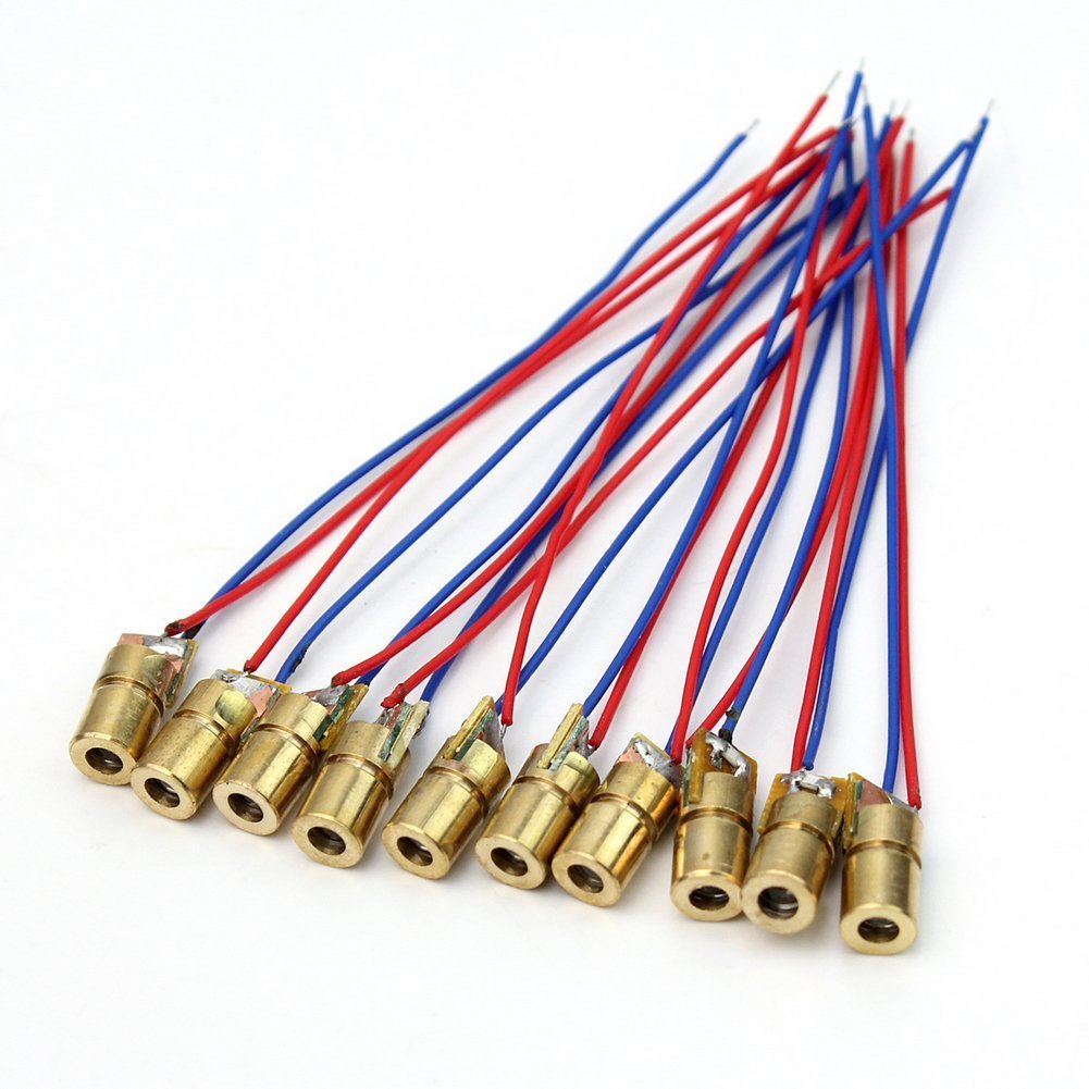 レーザーモジュール 赤点 3-5V クラス2 10本セット レンズ変更可能 電子工作 パーツ 部品 機器組み込み用 汎用モジュール