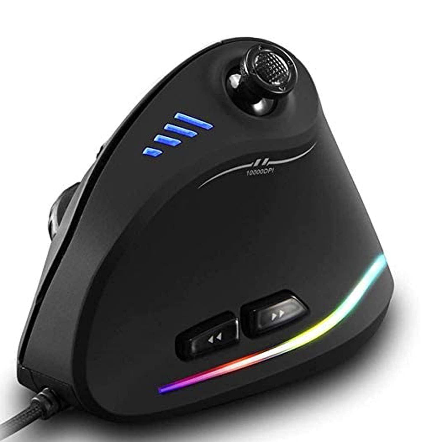 人間工学的垂直マウス RGB有線垂直ゲーミングマウス ジョイスティック付き 最大DPI10000 プログラマブルボタン11個 ゲーマー コンピューター用