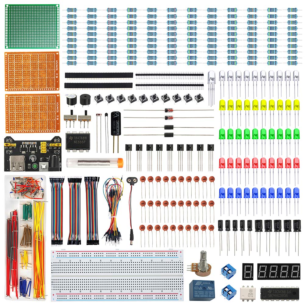Rakuten - 電子工作キット センサーセット 開発ボード用 初心者向け 学習キット 電子部品セット 7種類のセンサーモジュール 1桁LED表示器 4桁LED表示器 ブレッドボード ジャンパーワイヤー RGB LED 5mm LED