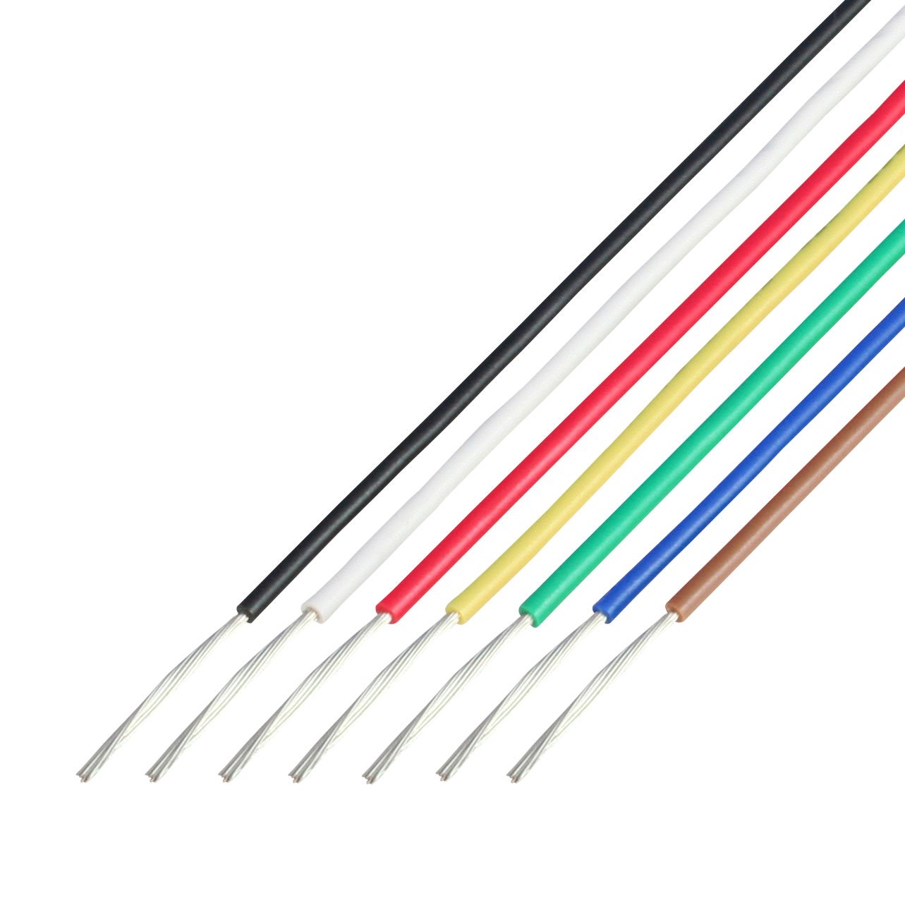 耐熱ビニル絶縁電線 7色セット 2m AWG24 電子部品 配線材 導線 ケーブル 絶縁被覆 7本セット 電気電子機器内部配線 二次側リード線 定格電圧300V 最高許容温度80度 難燃試験合格 RoHS2指令対応