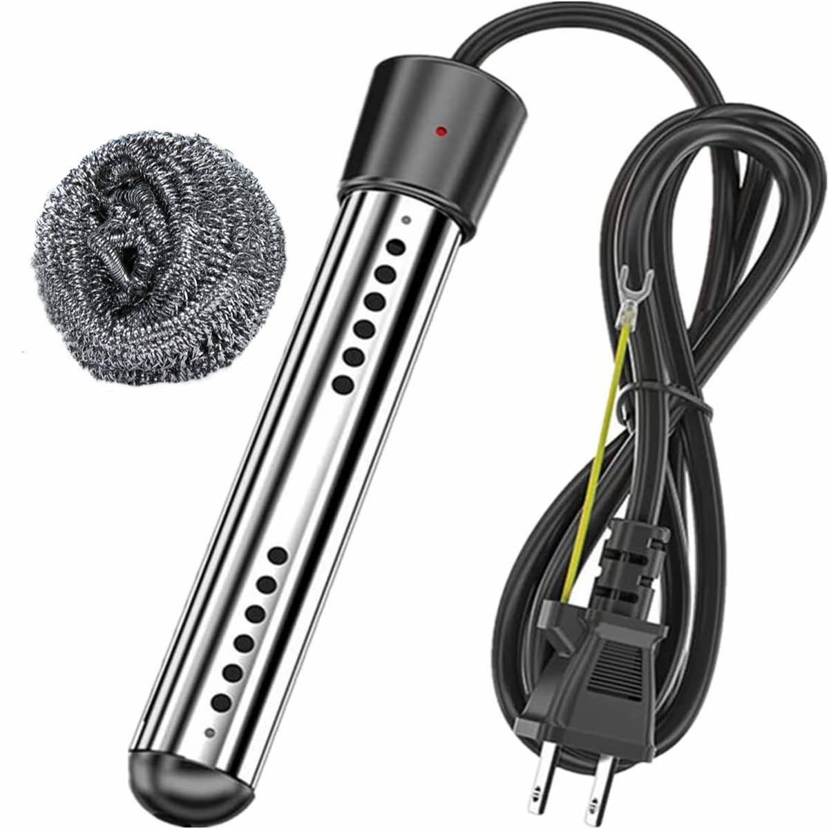 Rakuten - 投げ込みヒーター 電気浸漬給湯器 1500W 自動電源オフ機能付き 浴槽 プール アウトドア 家庭用 業務用 ワイヤーたわし付き