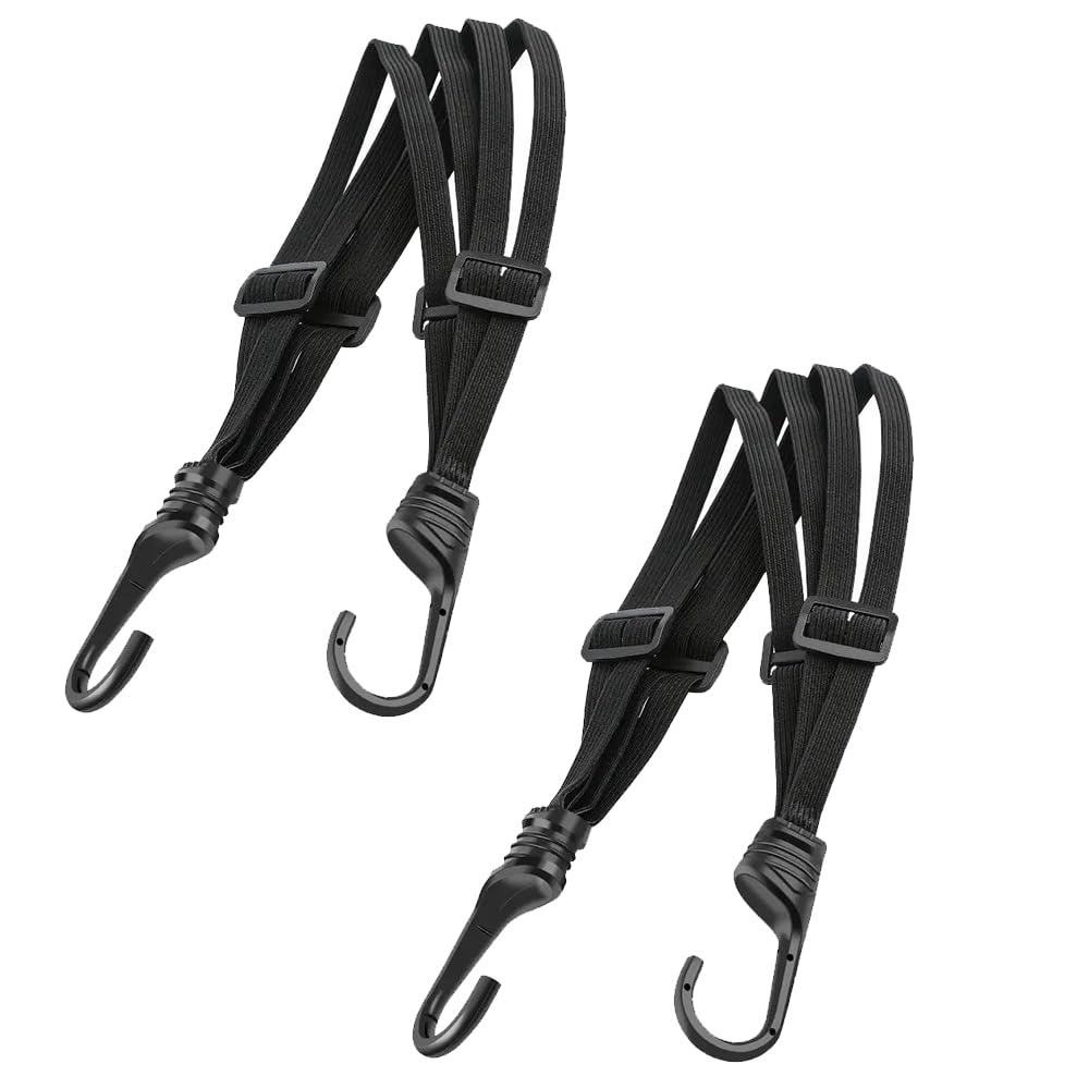 荷締めベルト 2本セット 黒 60cm 伸縮 ゴムひも フック付き 荷物固定 バイク 自転...