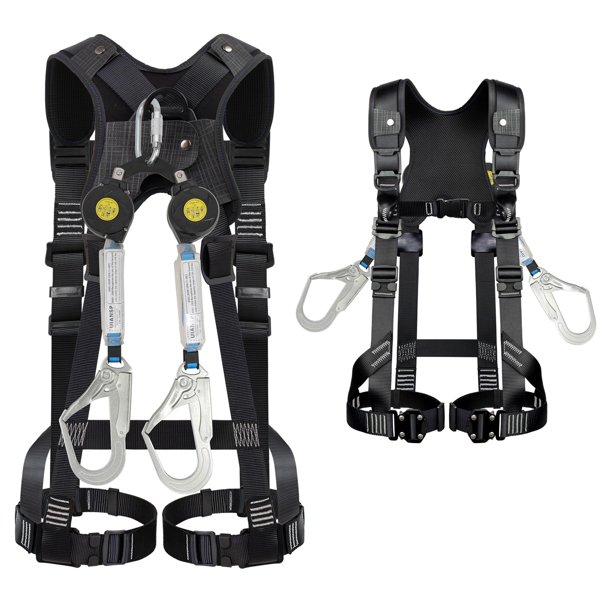 安全帯 フルハーネス ダブルランヤード セット 墜落制止用器具 伸縮式 巻き取り式 ...