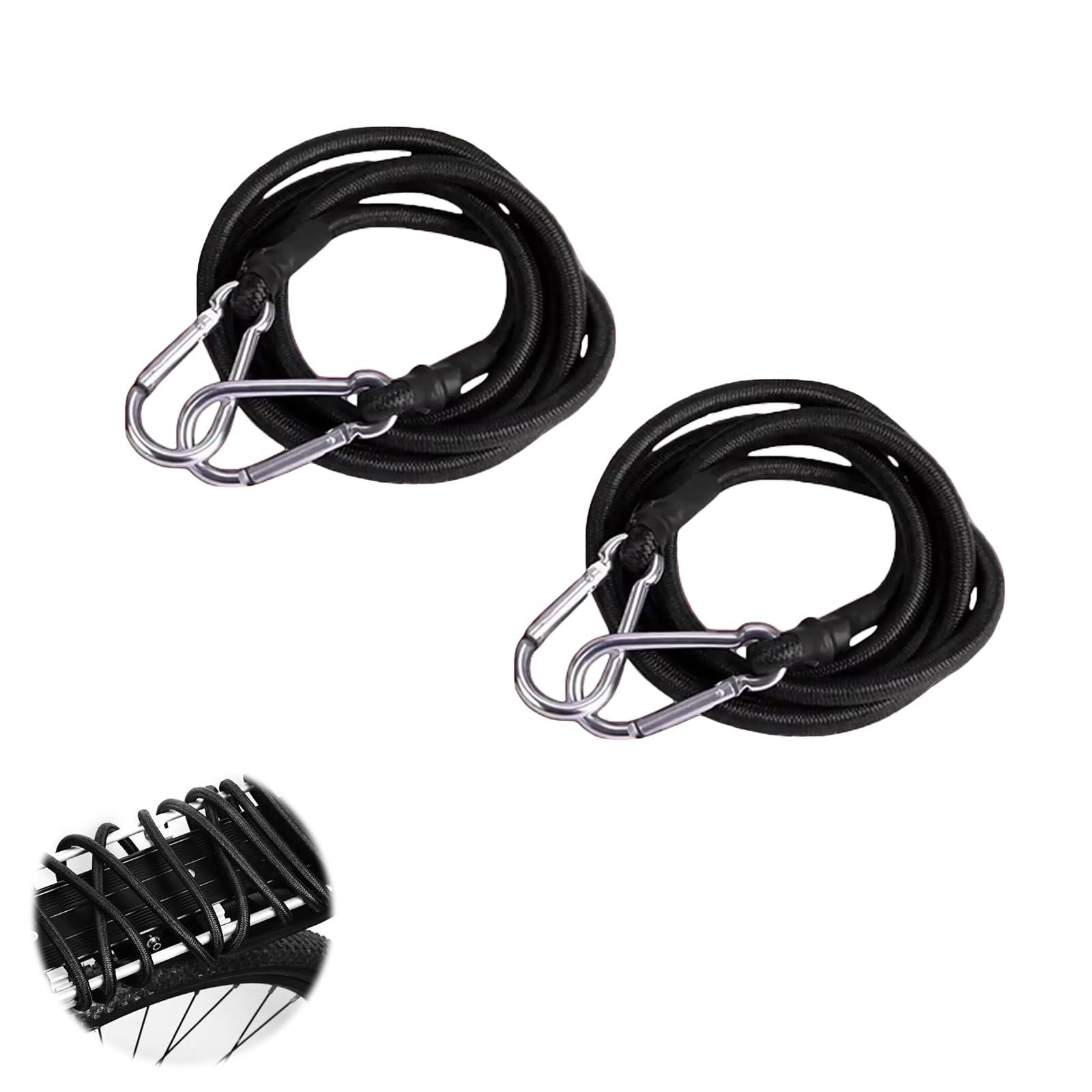 ゴムバンド 2本セット 荷物固定ベルト 長さ1m 直径8mm ブラック 自転車 バイク 荷台 キャンプ 耐久性 荷崩れ防止