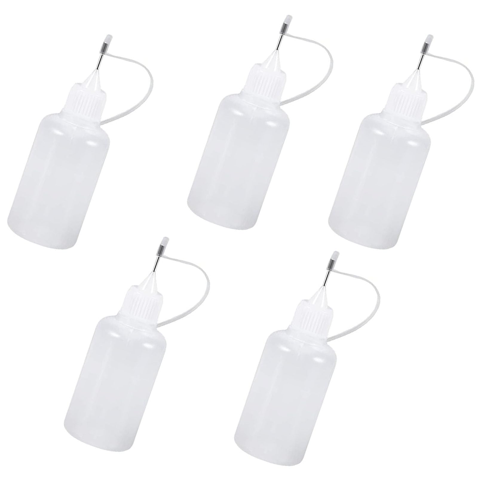 小分けボトル 15ml 5個セット 針付き 接着剤 容器 貯蔵用 スポイト 極細ノズル 液体用 半透明 遮光設計 密封 防漏 ステンレス製針キャップ ソフトキャップ付き