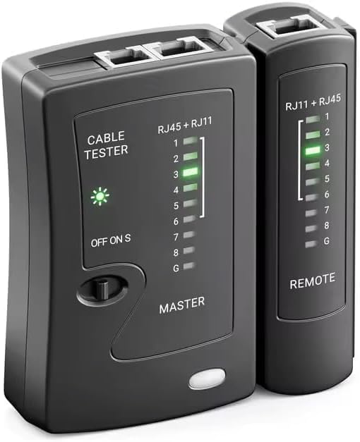 LANケーブルテスター 導通 断線 結線確認 親機 子機分離タイプ RJ-45 UTP STP RJ-11 モジュラーケーブル対応 測定器