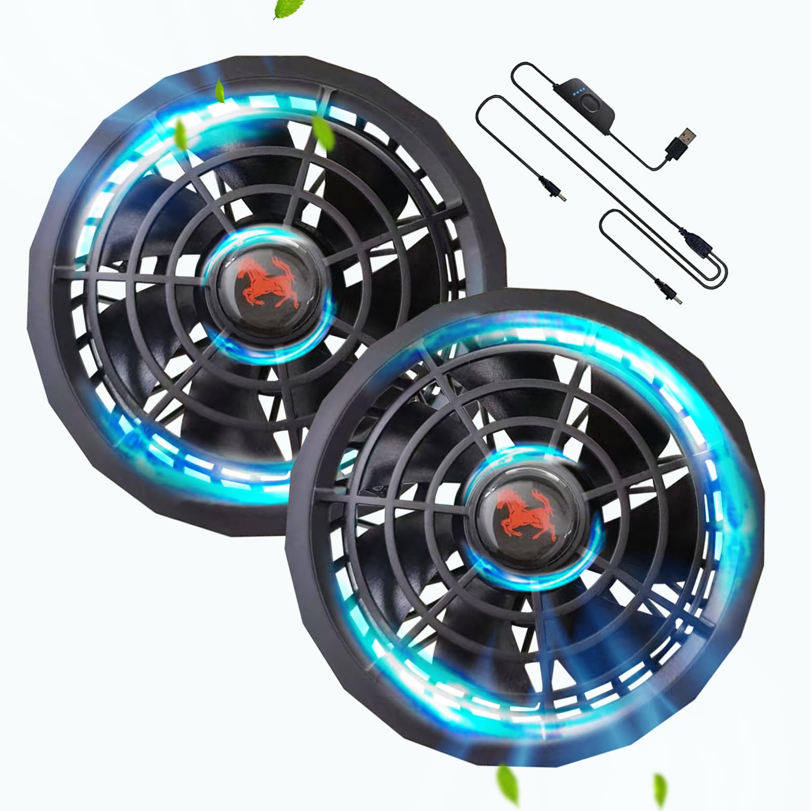 ・モーター:ブラシレスモーター ・最高回転数:6000RPM ・羽根枚数:7枚 ・最高パワー:6W ・最低パワー:3W ・風力調節:5段階(自動グラデーションモード含む) ・動作電圧:5V ・ファンサイズ:10.5cm×10.5cm×3.5cm ・対応服穴径:90mm ・USBケーブル長:116cm、74cm ・セット内容:ファン2個、USBケーブル1本