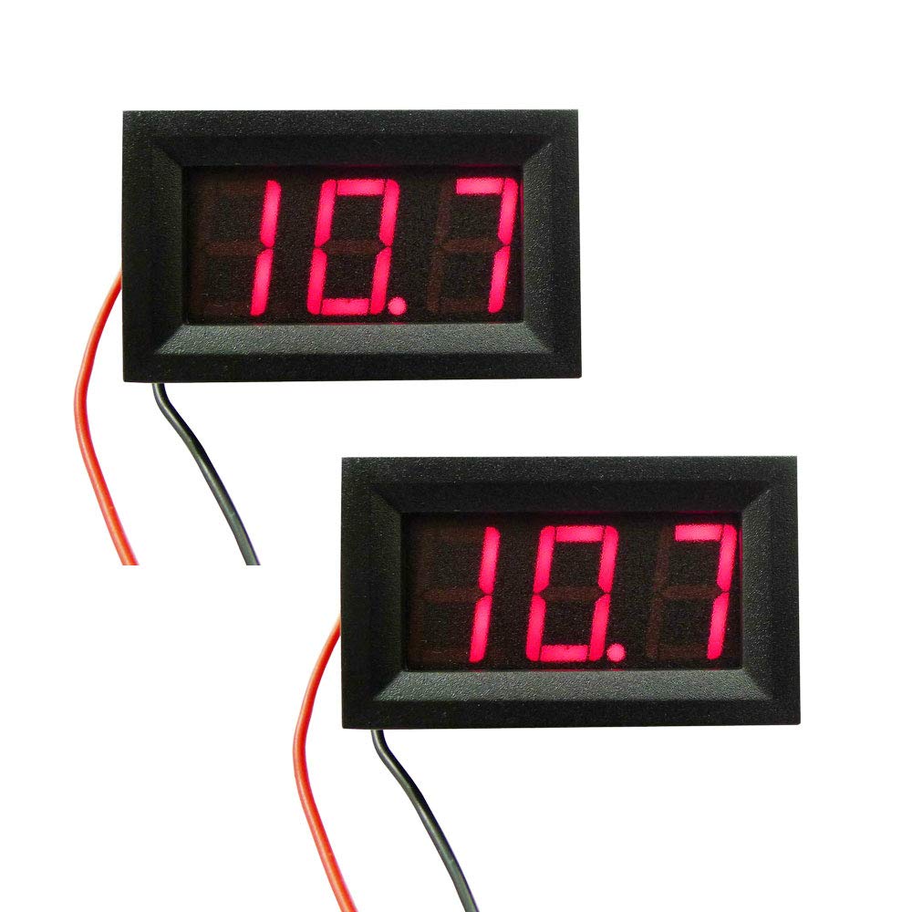 ・製品名:デジタル電圧計 ・LED表示色:赤 ・電圧測定範囲:DC2.5-30V ・表示:3桁0.56インチ赤LED ・ケーブル長さ:20cm ・動作温度:約-10℃~65℃ ・外部材質:プラスチック ・メインカラー:ブラック ・サイズ:約48×29×22mm (L*W*T)