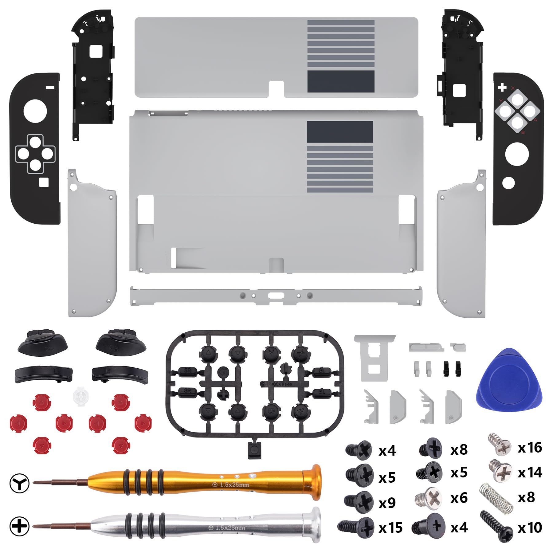 ゲーム機用交換用外装シェル 背面スタンド付き フルセットボタン付き 有機ELモデル対応 カスタムパーツ パターン柄