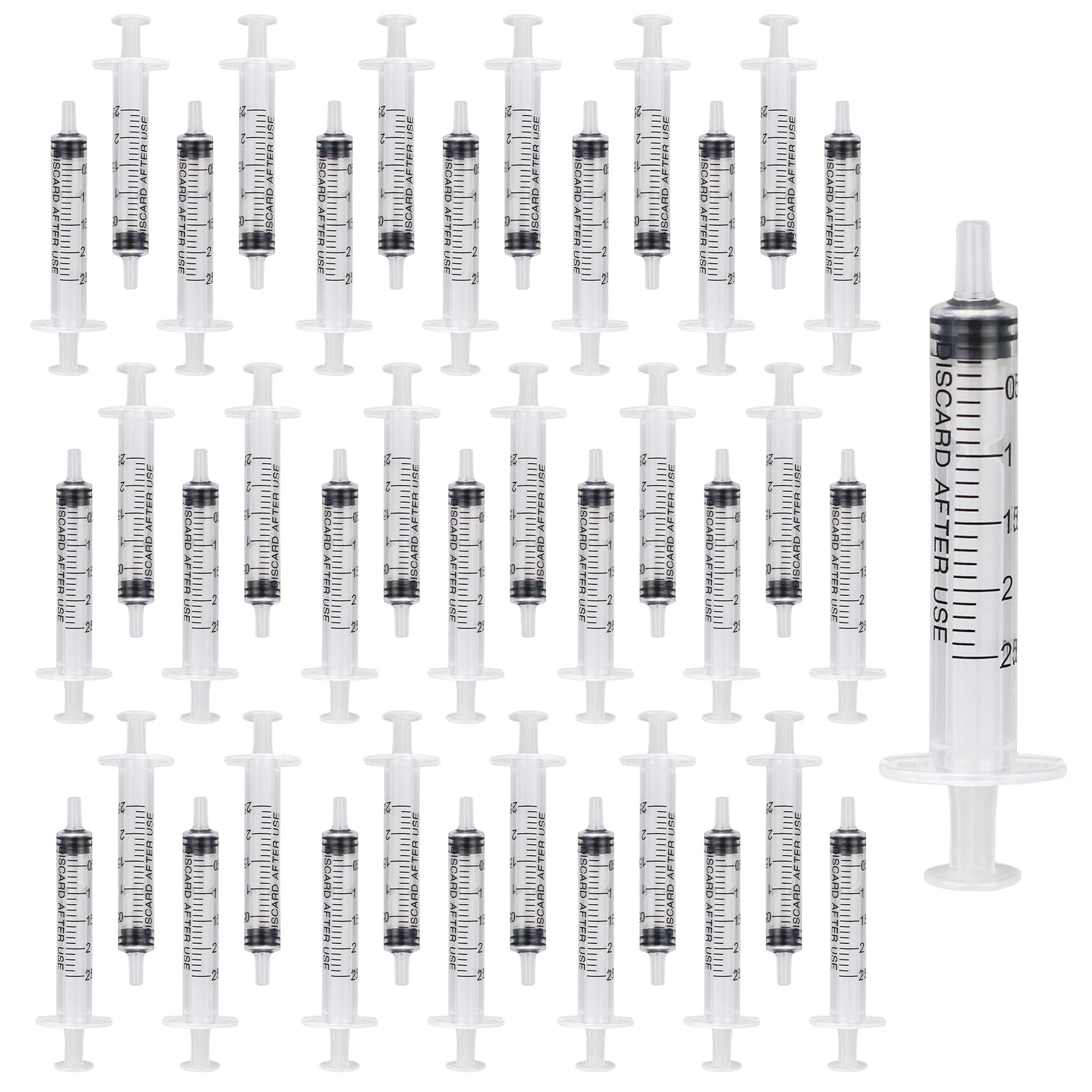 シリンジ 2.5ml 40本セット 目盛り付き 滅菌個別包装 調剤 給水 給餌 洗浄 注入器 液体 注入 注射器型容器 ポリプロピレン プラスチック チューブ付き