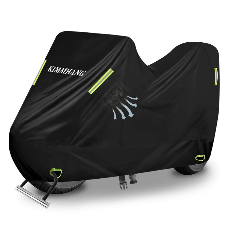 バイクカバー 420D超厚手 BOX対応 両側通気口付き 車体カバー 破れにくい 耐熱 溶けない 防水 オートバイカバー 警告反射テープ 盗難防止ロック穴付き 超撥水 紫外線防止 UVカット 防風 防埃