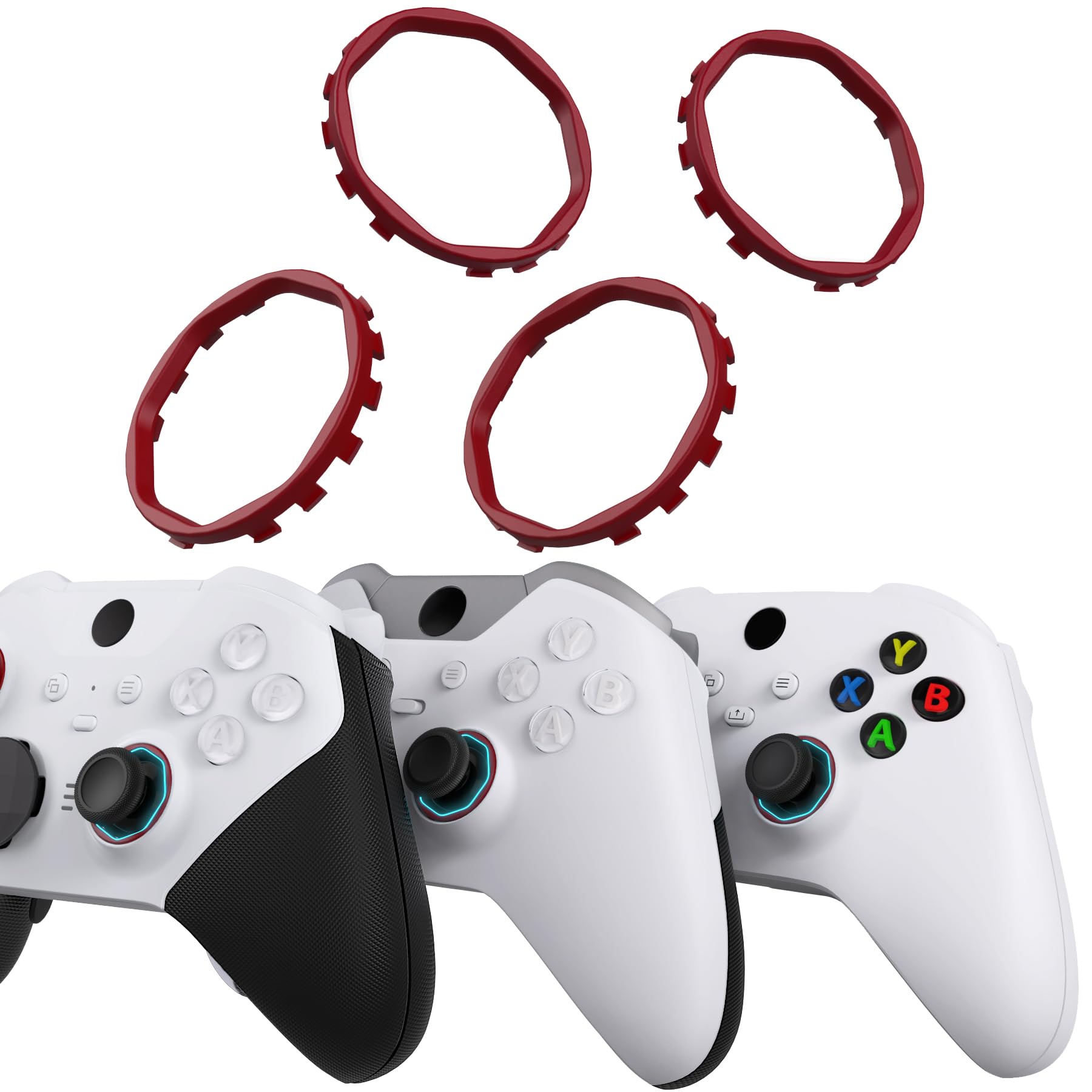 交換用スティックアクセントリング 八角ゲート 8個入り コントローラー用 カスタムパーツ 樹脂製 メンテナンス用品