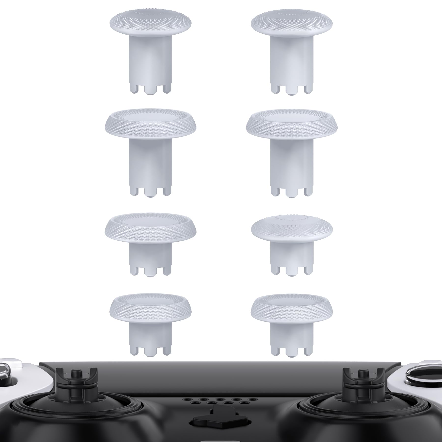 ・対応機種:ps5 edgeコントローラー ・素材:プラスチック、ゴム ・高さ設定:4段階 ・表面デザイン:凸型、凹型、幅広凹型の3種類 ・セット内容:サムスティックキャップ(凸型)×3、サムスティックキャップ(凹型)×2、サムスティックキャップ(幅広凹型)×3