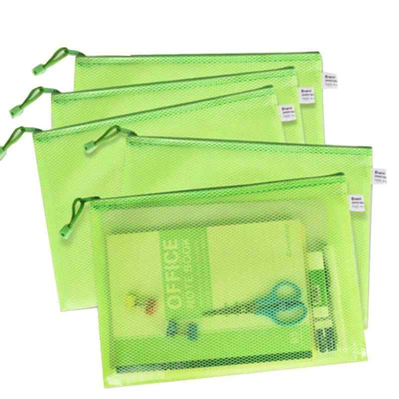 ファイル袋 A4 網目 ファイルバッグ クリアホルダー ファイルケース ファスナ付き 撥水 マルチカラー ..