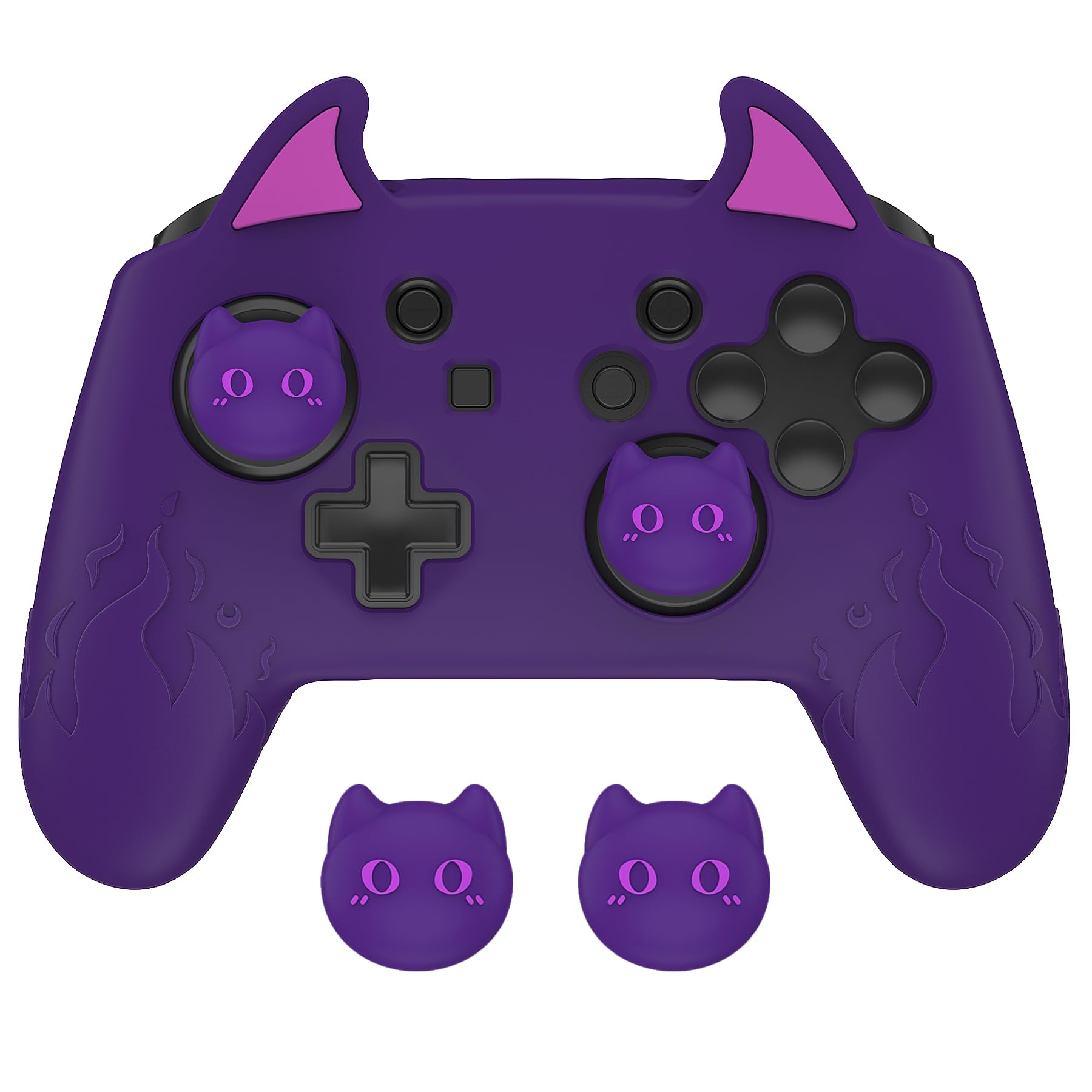 ゲームコントローラー用 シリコンカバー グリップ 保護ケース スティックキャップ ステッカー付き 滑り止め 悪魔風デザイン