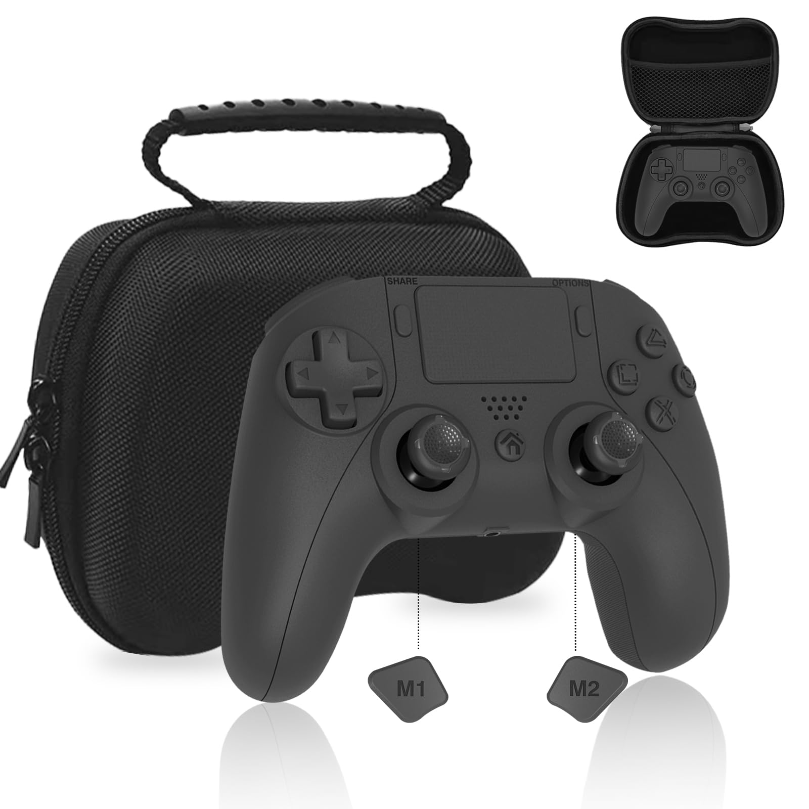 ゲームコントローラー ワイヤレス 無線 連射機能 マクロ機能 背面ボタン 二重振動 6軸ジャイロセンサー ヘッドフォンジャック対応 PC スマホ タブレット 有線接続対応 周辺機器