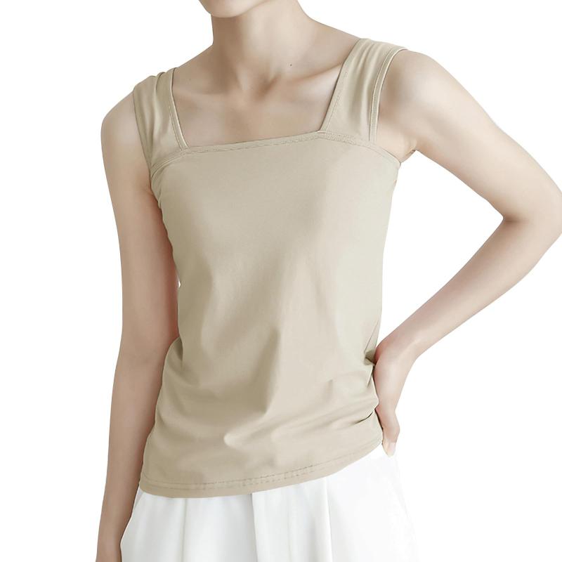 [PALAME] タンクトップ レディース キャミソール 【ブラ紐隠しインナー・肩紐太め改善・脇高設計・チラ見え防止】 スクエアネック インナー 胸元隠し 吸汗速乾 重ね着 通気性 高伸縮 耐久性