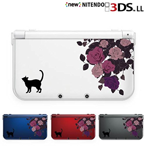 樂天商城 - ゲーム機用カバー ハードケース 3DS LL対応 クリア 透明 保護 プロテクター ネコ 薔薇 柄 デザイン 傷防止 耐衝撃 カバー ケース