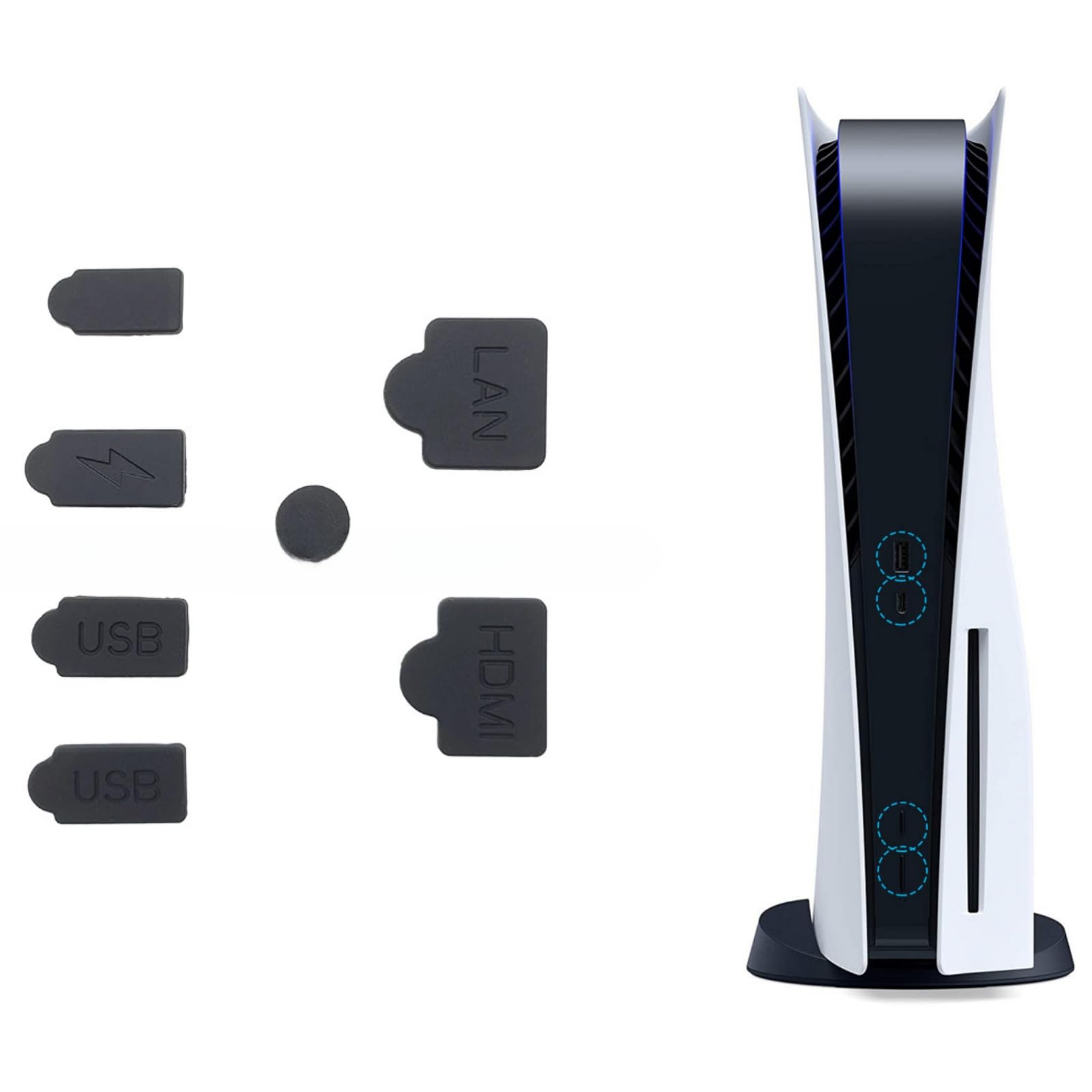 ゲーム機用 防塵プラグセット シリコン製 USB HDMI 保護カバー コネクタキャップ ブラック