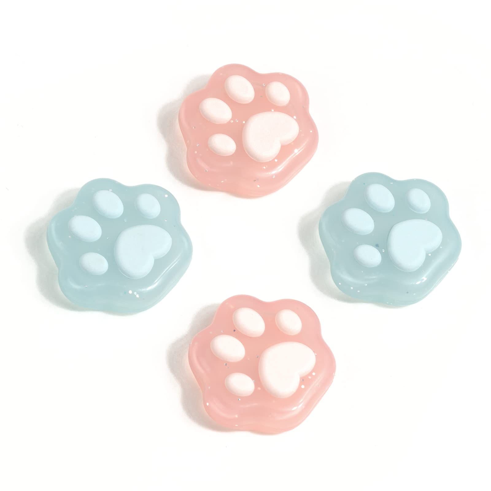 アナログスティックカバー 4枚セット 猫肉球 シリコン 親指グリップ キャップ 滑り止め コントローラー用 アクセサリー ピンク ブルー Switch lite oled対応 柔らかい 保護 簡単装着