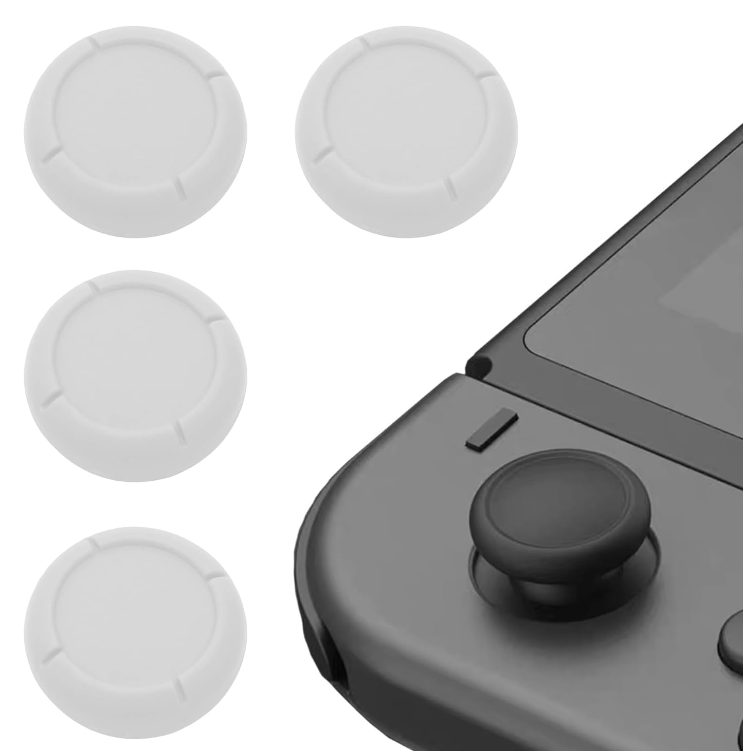 ゲームコントローラー用 スティックカバー 4点セット ホワイト アナログジョイスティック 保護 キャップ 交換 修理用 パーツ シリコン素材 簡単取り付け