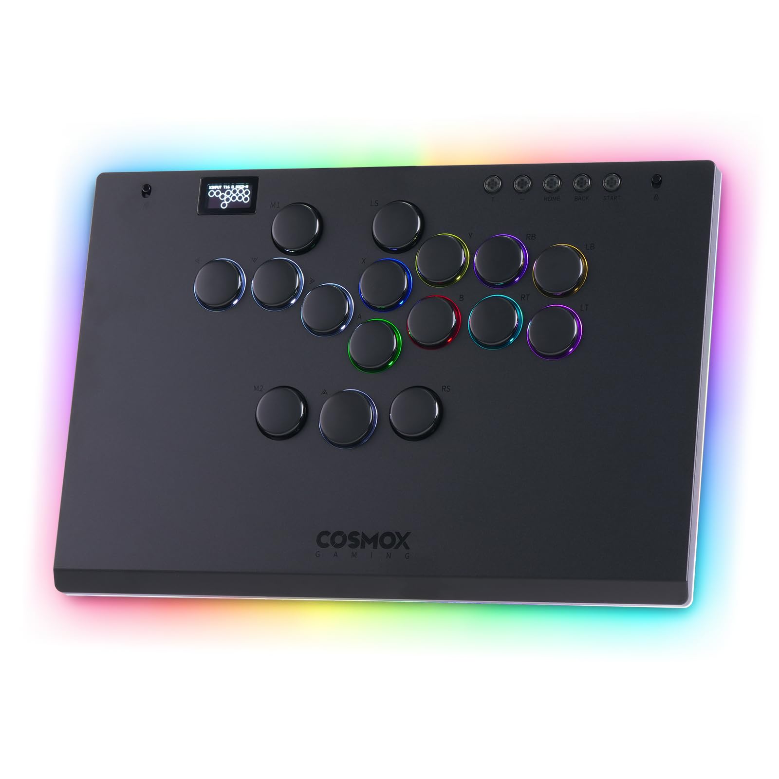 Rakuten - レバーレスコントローラー アーケードコントローラー 16キー 薄型 アルミニウム合金 RGB アンビエントLEDライト 誤操作防止スイッチ ゲーミング機器
