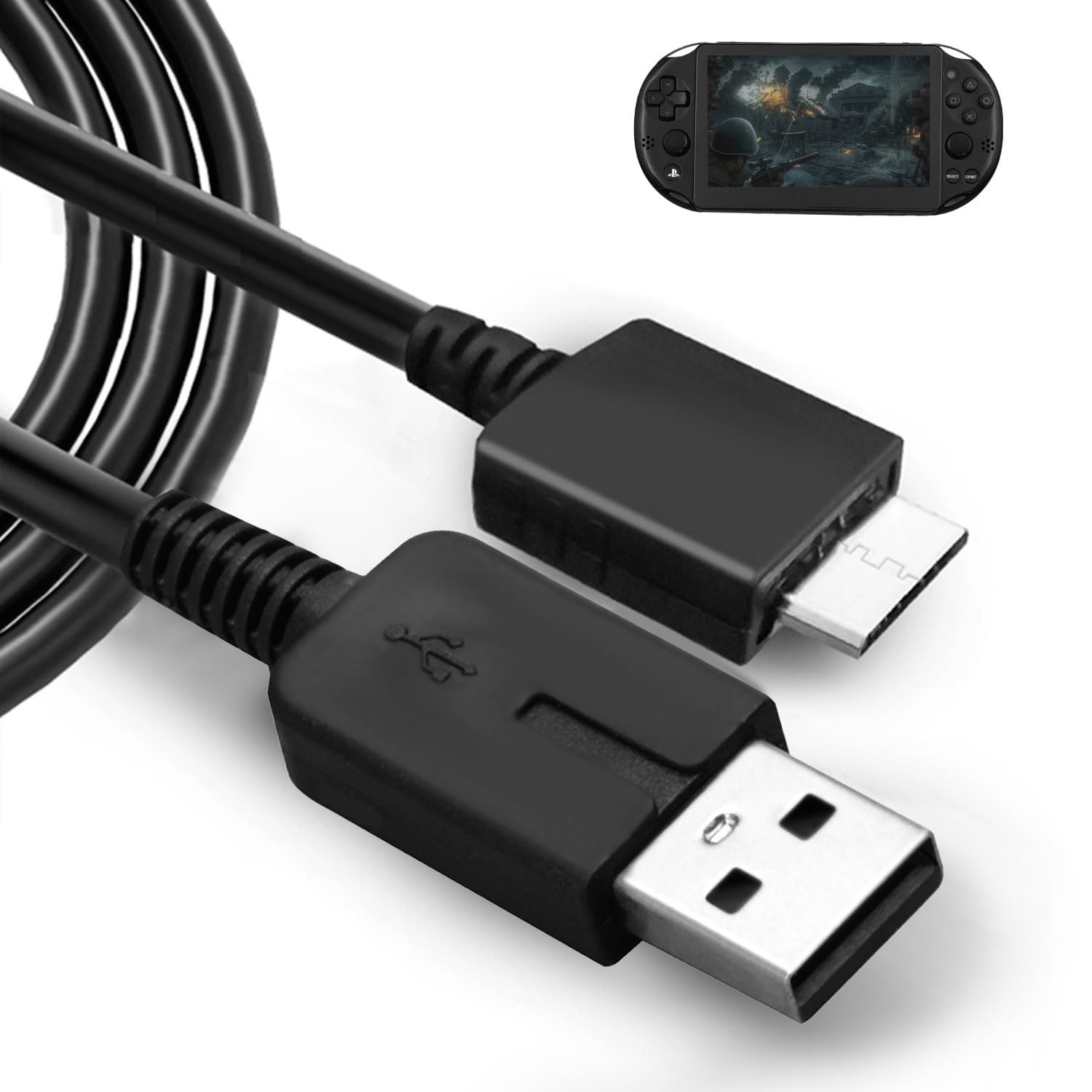 ・対応機種:PS Vita 1000シリーズ (PCH-1000/PCH-1001/PCH-1002) ・ケーブル長:1.2m ・素材:PVC被覆、裸銅コア ・機能:高速データ転送、高速充電、過充電保護機能、二重シールド構造