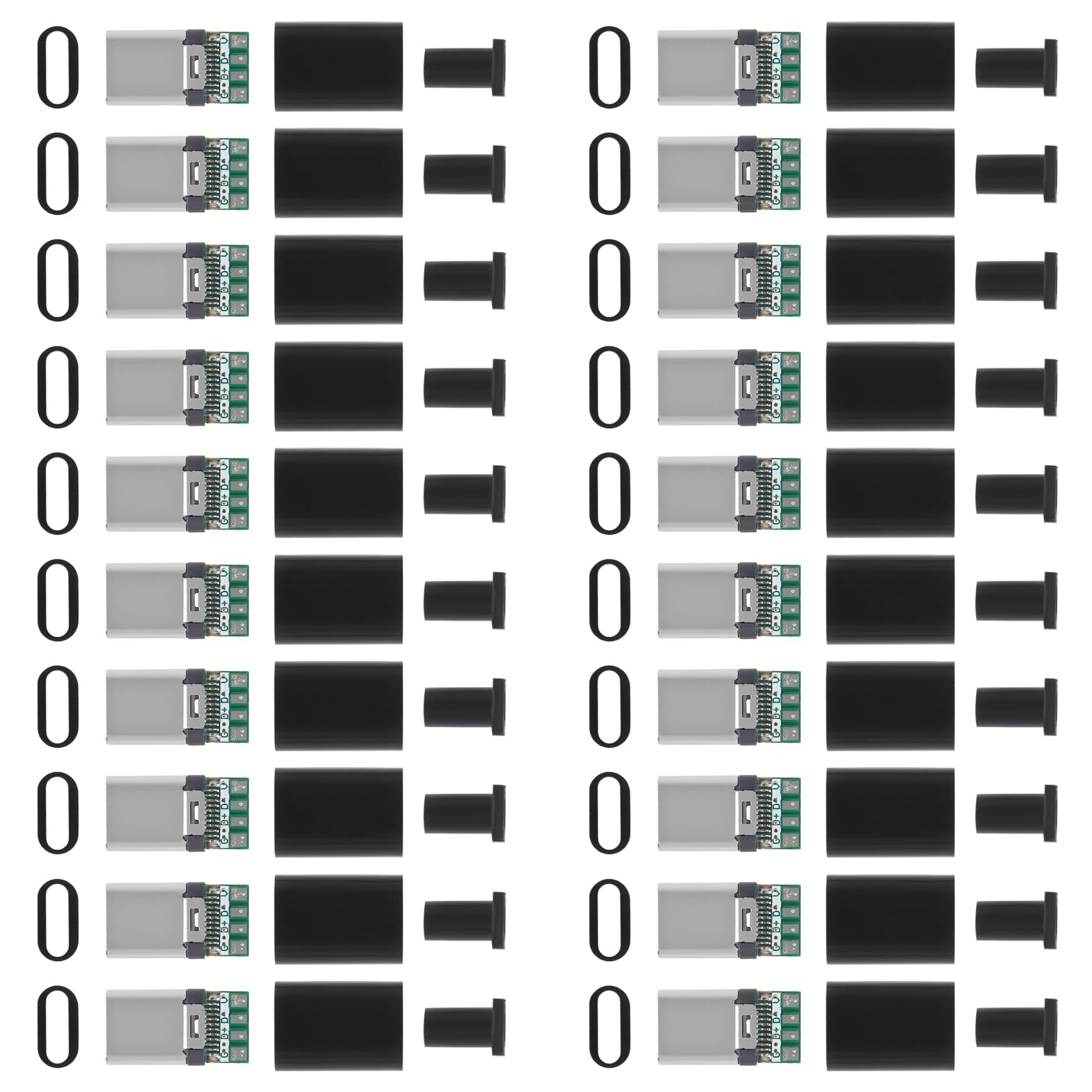 USB Type-C コネクタ 24ピン オス プラグ 変換 アダプター ブラック 銅素材 PCボー...