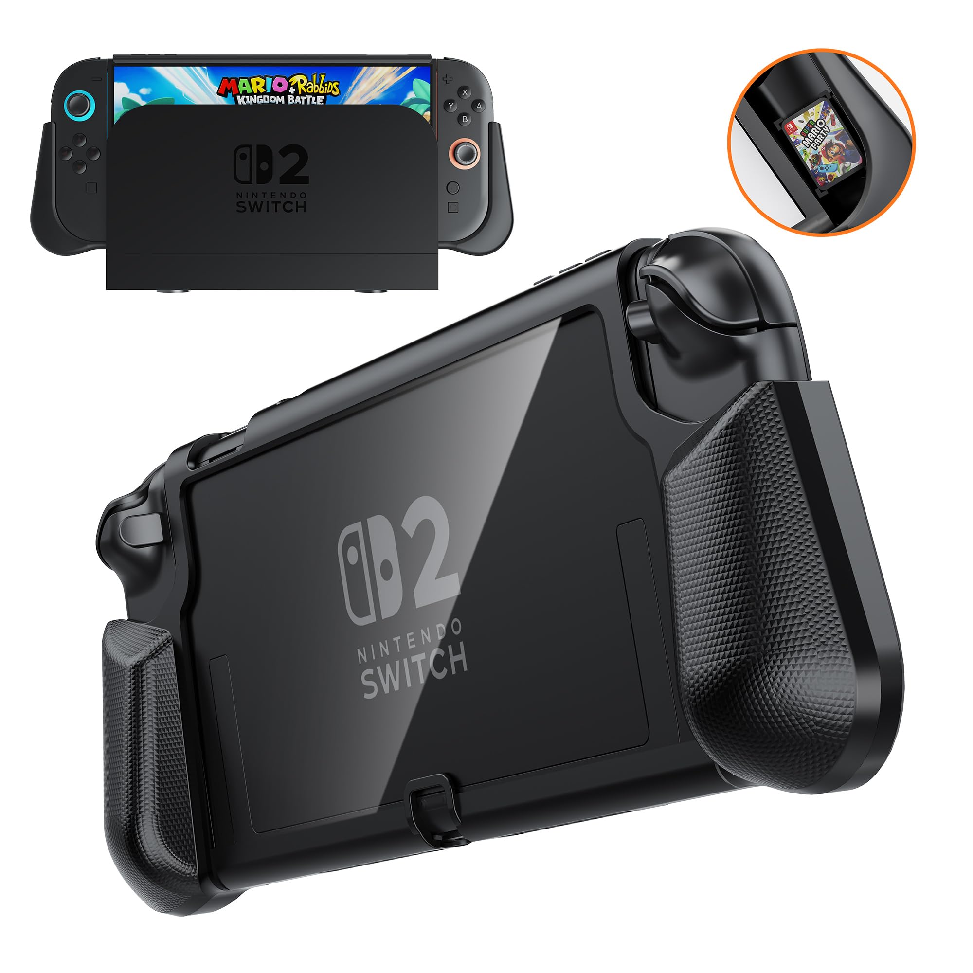 ゲーム機用保護カバー ドッキング対応 人間工学グリップ 全方位保護 ゲームカード...