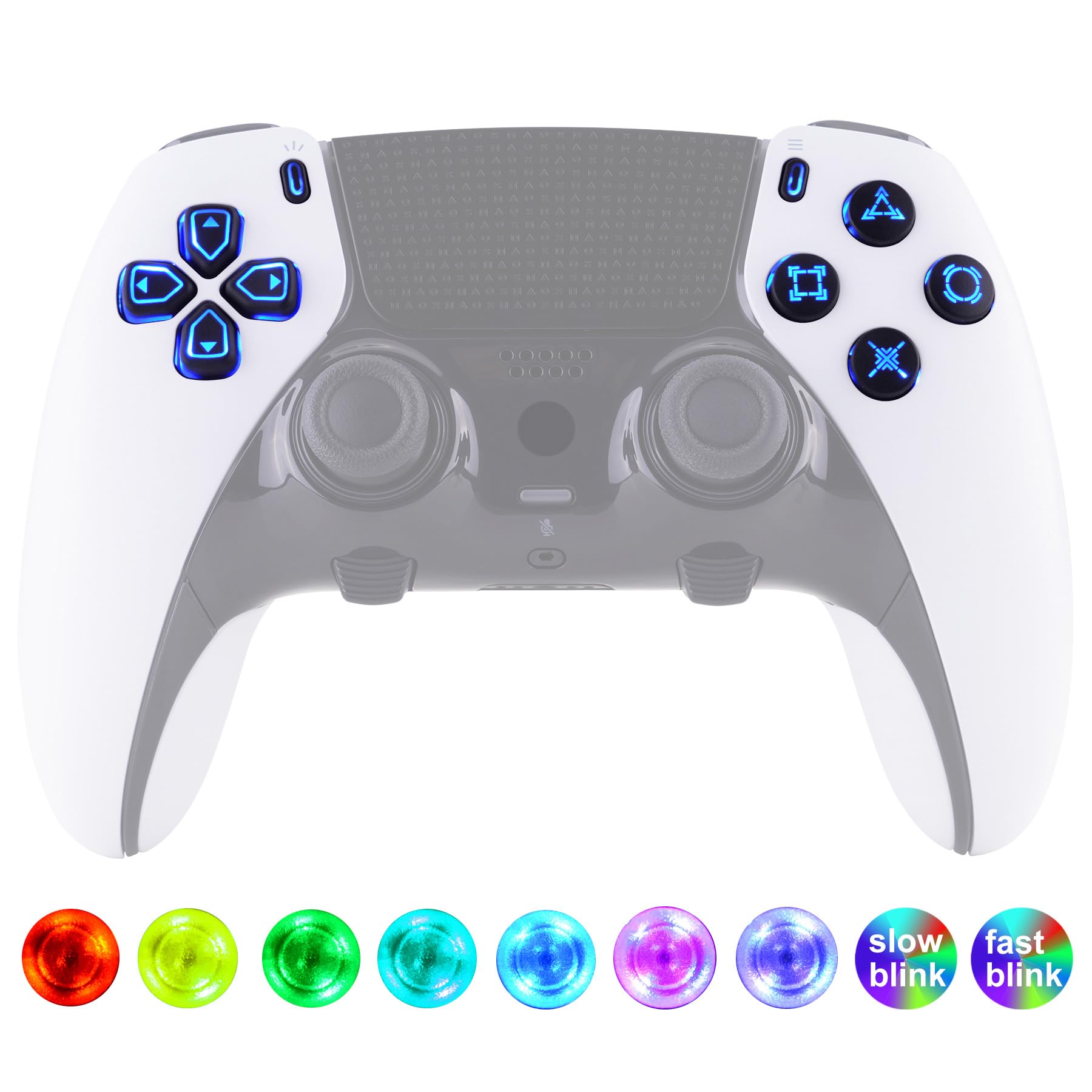 ゲームコントローラー用 ボタンセット LEDキット 交換用 カスタムパーツ 7色発光 ...