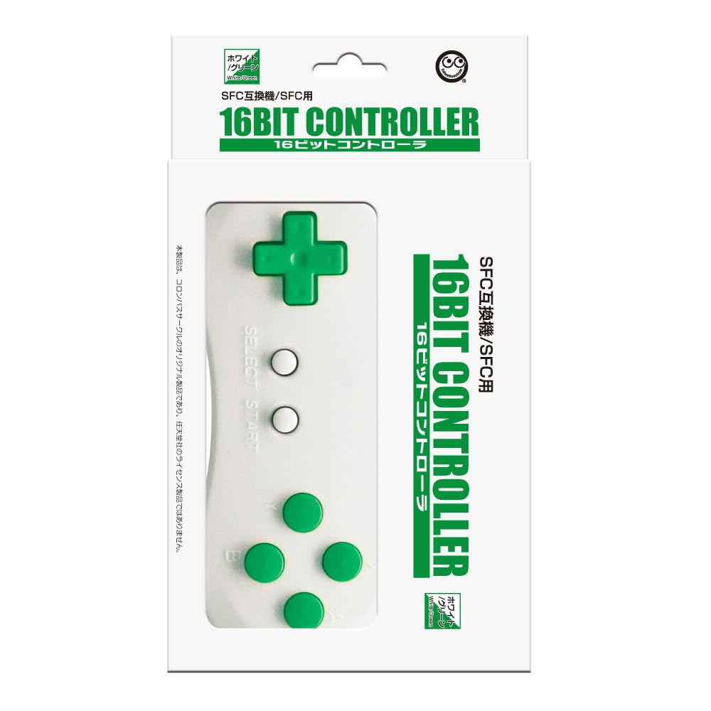 Peripheral Equipment - 16ビットコントローラ SFC用 ホワイトグリーン レトロゲーム用 周辺機器 ゲームパッド 互換機用 コントローラー