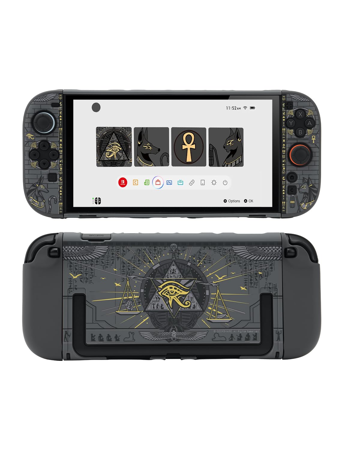 乐天商城 - ゲーム機用カバー 分体式 保護ケース PC製 耐衝撃 薄型 傷防止 汚れ防止 脱着簡単 ブラック キャラクターイラスト 動物 デザイン