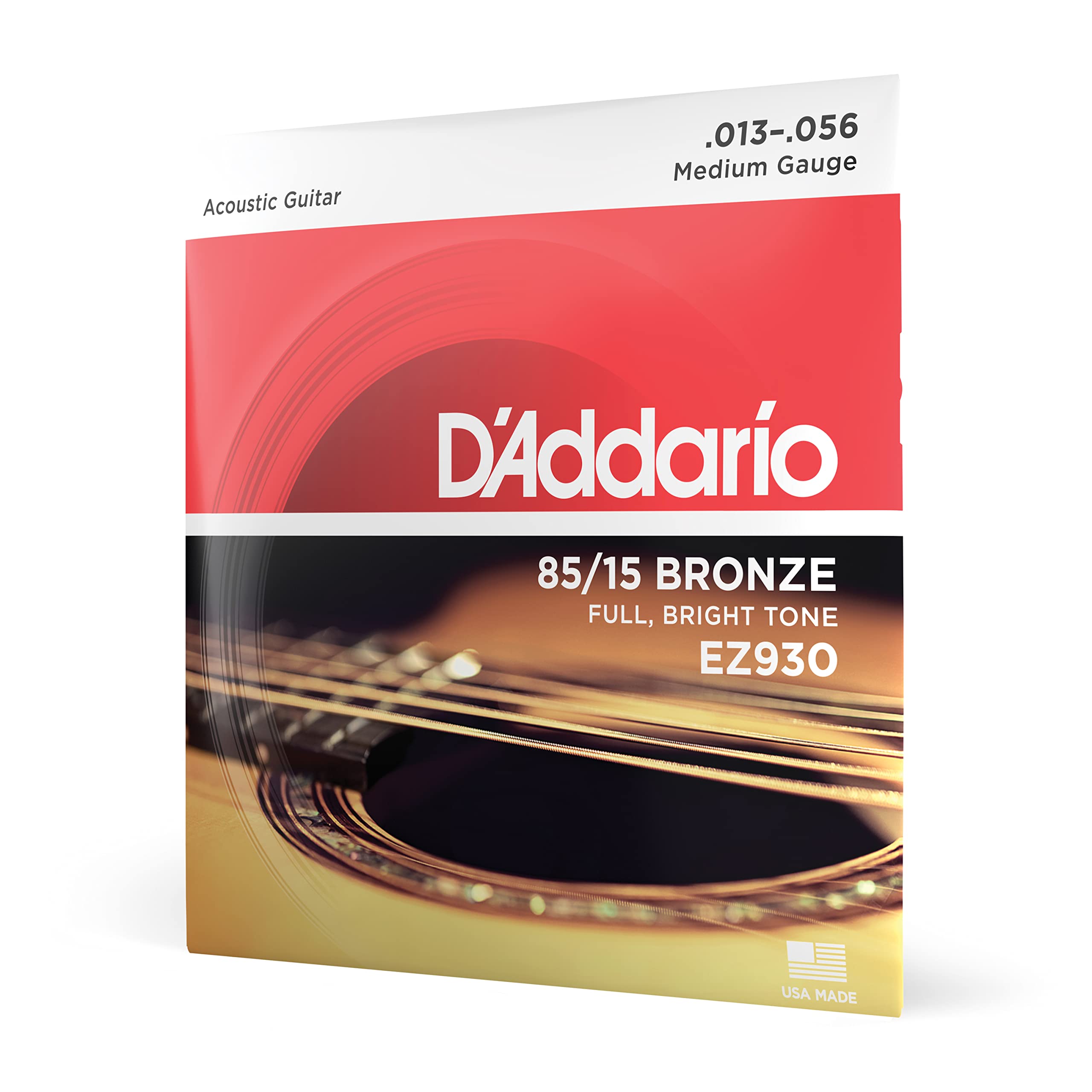 Acoustic Guitar Strings, 85/15 Gauge, Bronze, Musical Instrument Strings, Acoustic Guitar Strings, Consumables, Set of 6, Musical Instrument Accessories
