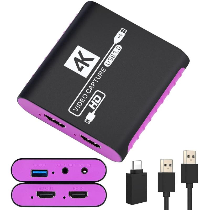 ビデオゲームキャプチャーボード HDMI 4K パススルー対応 Switch対応 PS5 対応 1080P 60FPS キャプチャー USB 3.0 Type-C 低遅延 PS4/Xbox/Wii U/PC/ウェブカメラ/スマートフォン対応