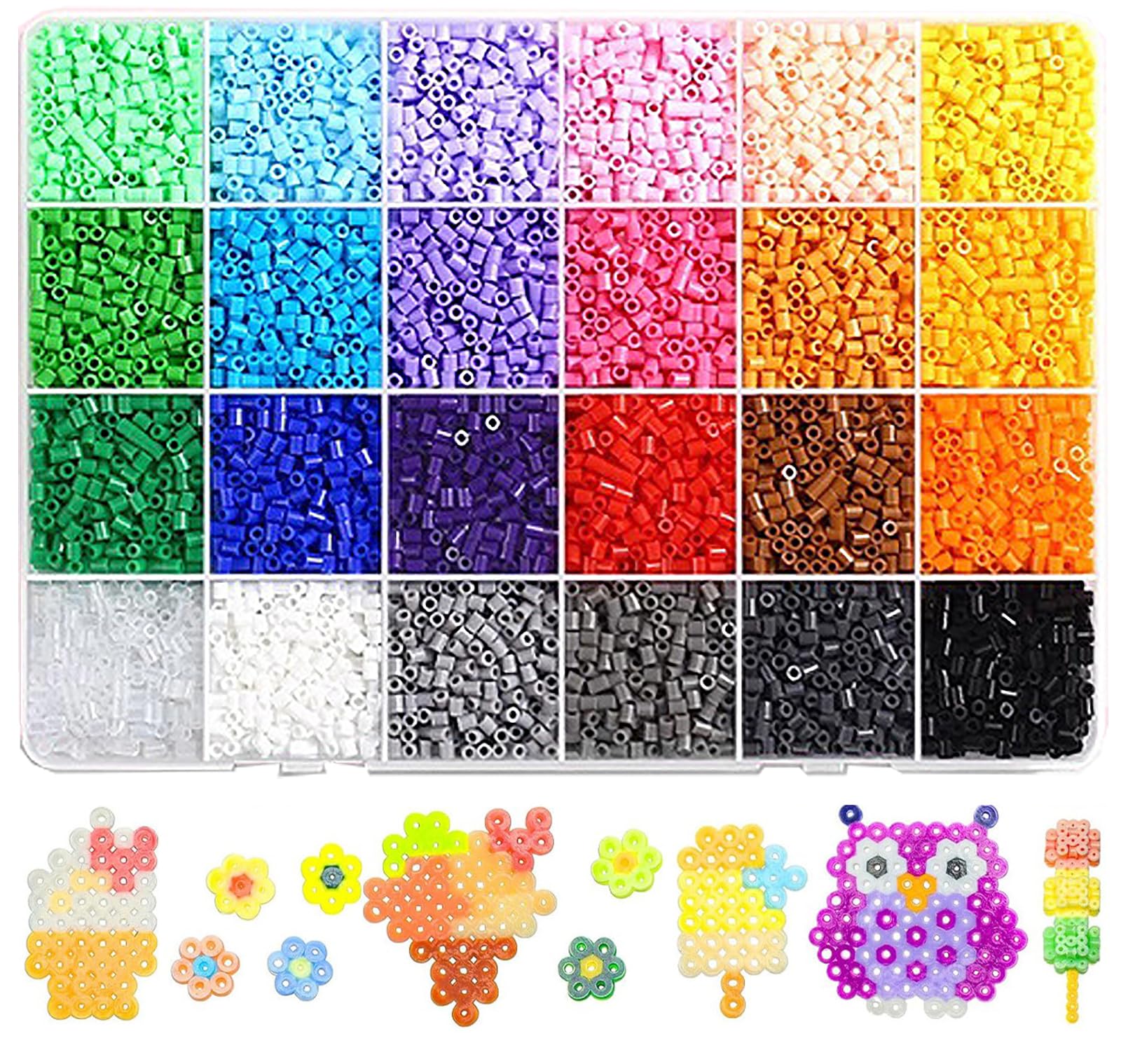 India Beads - アイロンビーズ 24色セット 2.6mm 約12000粒 ビーズ手芸キット DIY 工作キット 知育玩具 誕生日プレゼント