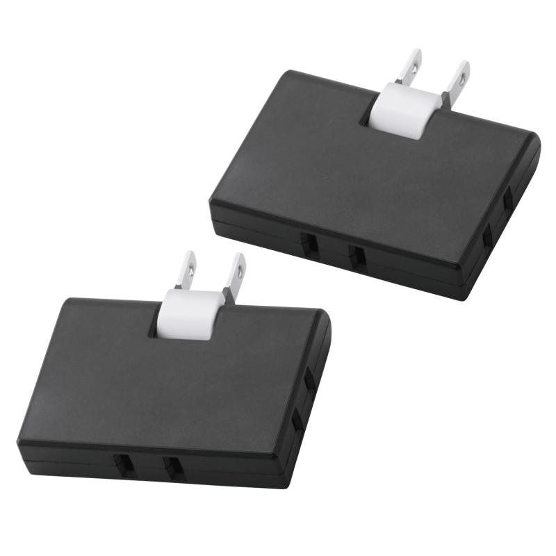 エレコム 電源タップ コンセント トリプルタップ 2個セット スイングプラグ 熱硬化性樹脂採用 PSE技術基準適合 ブラック ECT-41-2