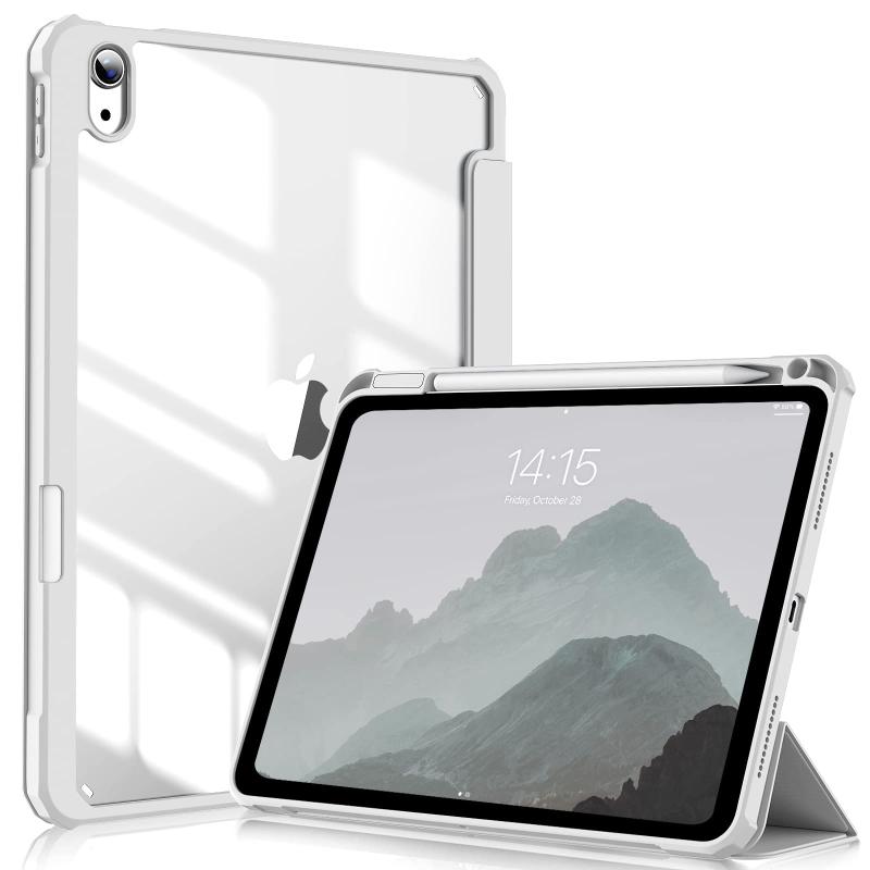 KenKe iPad Air 5 ケース 2022 / iPad Air 4 ケース 2020 10.9インチ (第5/4世代、2022/2020モデル用) PC 透明バックカバー 軽量 薄型 傷つけ防止 PU合成レザー Apple Pencil 収納可