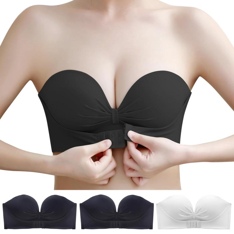 [Kaiyas] ストラップレスブラ 紐なしブラ 三重滑り止め ズレにくい チューブトップ 美胸美背 脇高 ノンワイヤー シームレス 結婚式 高弾性 通気性 オフショル インナー ブラジャー 盛れる バ