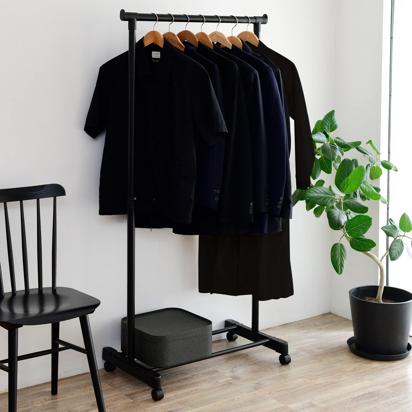 Rakuten - ハンガーラック キャスター付き 収納 ラック 衣類収納 洋服掛け スリム パイプハンガー クローゼット スチールラック