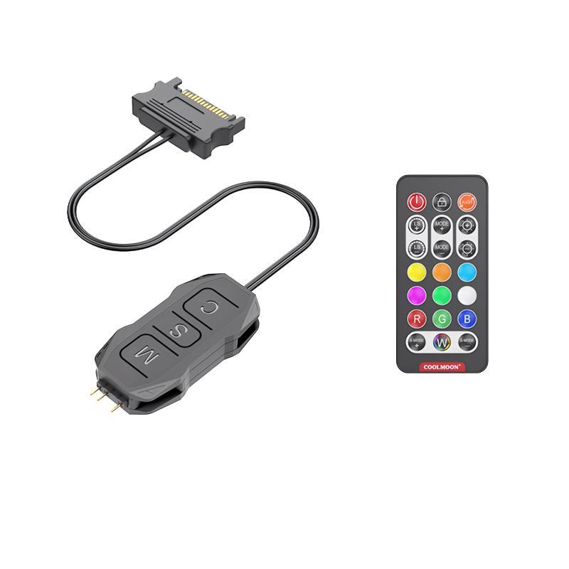 【スモールラボ】COOLMOON ARGBコントローラー LED操作 LED遠隔操作5v 3pin リモコン付き LEDモード切替 LED速度切替 SATA電源