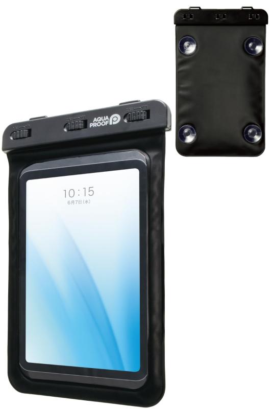 エレコム タブレット防水ケース お風呂 壁付け吸盤付 7~8.3inch ブラック TB-WPSB08BK